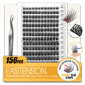 EASITENSION 156 PCS Self Adhesive Eyelashes Clusters Kit Lash Clusters DIY Eyelashes Pre Glued No Glue Needed No Remover No residue