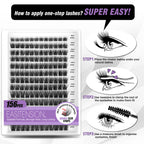EASITENSION 156 PCS Self Adhesive Eyelashes Clusters Kit Lash Clusters DIY Eyelashes Pre Glued No Glue Needed No Remover No residue