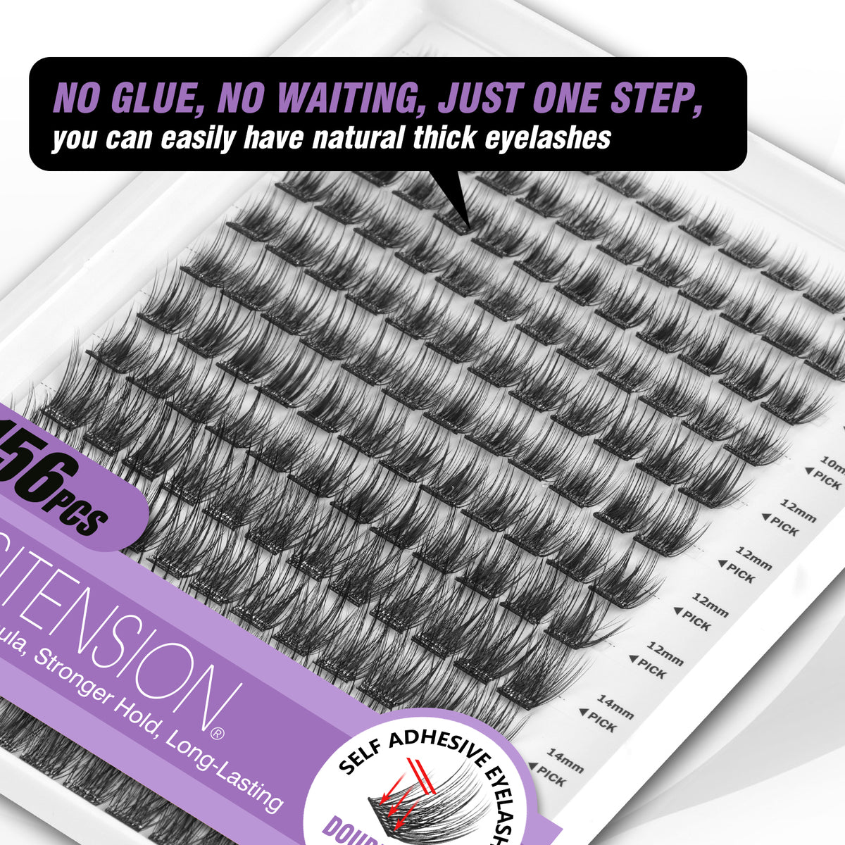 EASITENSION 156 PCS Self Adhesive Eyelashes Clusters Kit Lash Clusters DIY Eyelashes Pre Glued No Glue Needed No Remover No residue