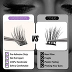 EASITENSION 156 PCS Self Adhesive Eyelashes Clusters Kit Lash Clusters DIY Eyelashes Pre Glued No Glue Needed No Remover No residue