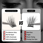 EASITENSION 156 PCS Self Adhesive Eyelashes Clusters Kit Lash Clusters DIY Eyelashes Pre Glued No Glue Needed No Remover No residue