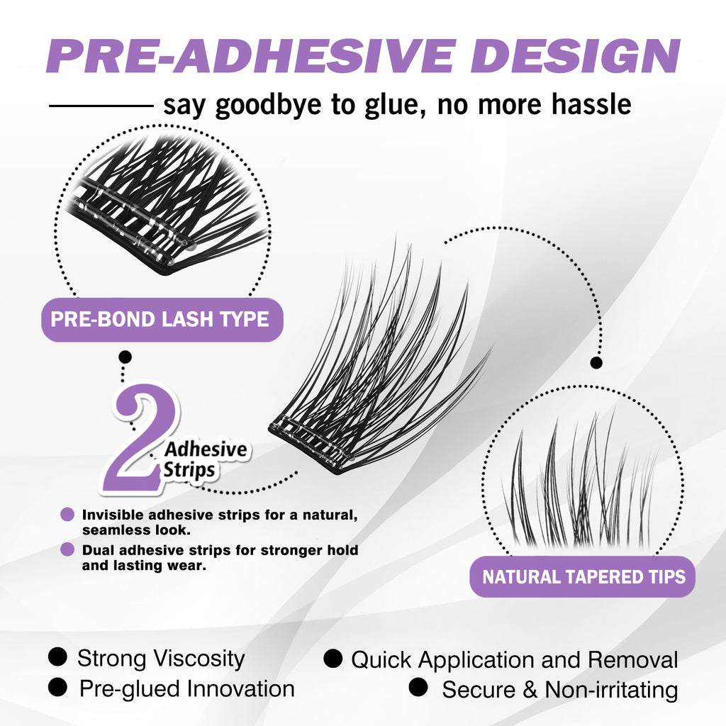 EASITENSION 156 PCS Self Adhesive Eyelashes Clusters Kit Lash Clusters DIY Eyelashes Pre Glued No Glue Needed No Remover No residue