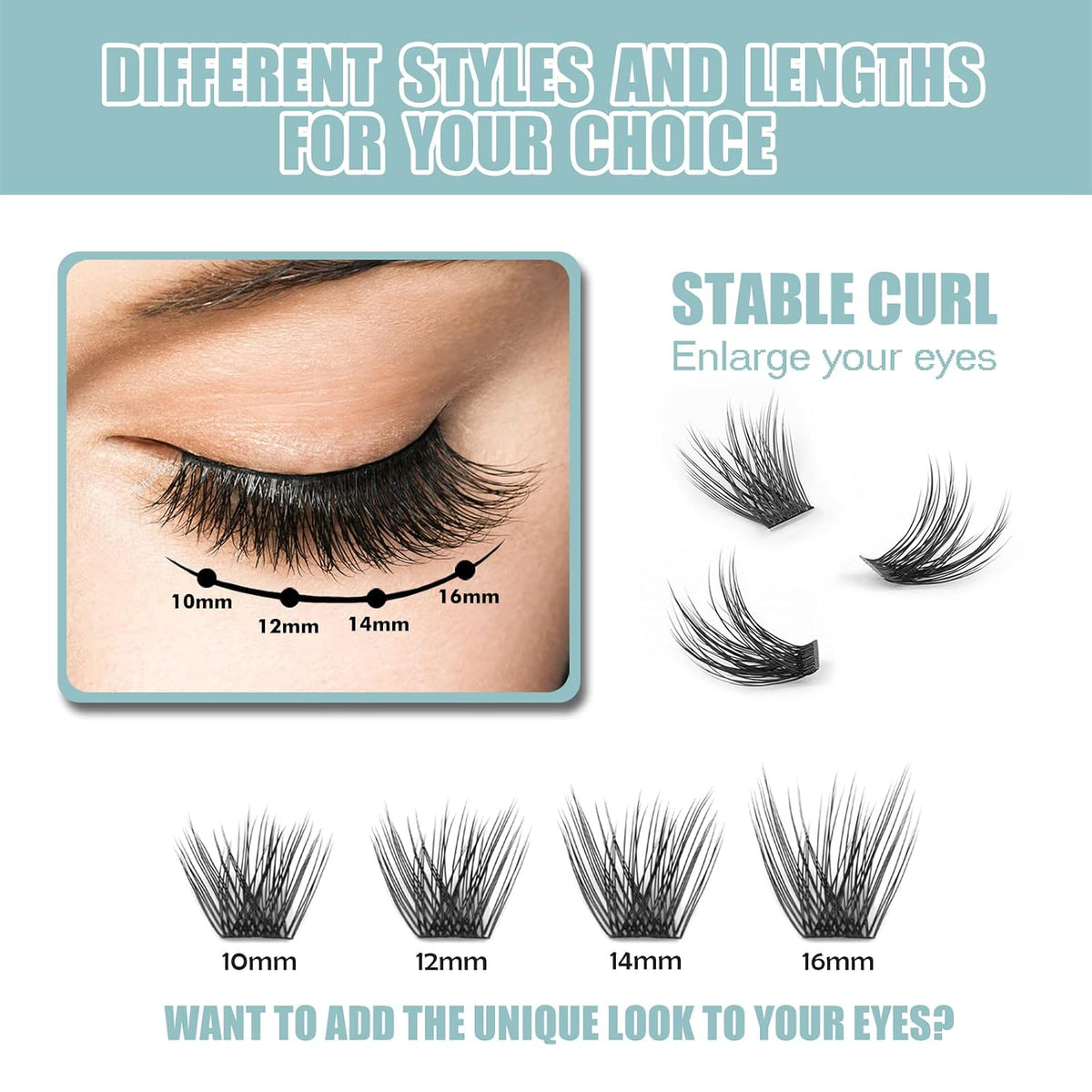 DIY Eyelash Extension, 48 Clusters Volume Lashes Set, Home Eyelash Extension, C curl Lashes Pack