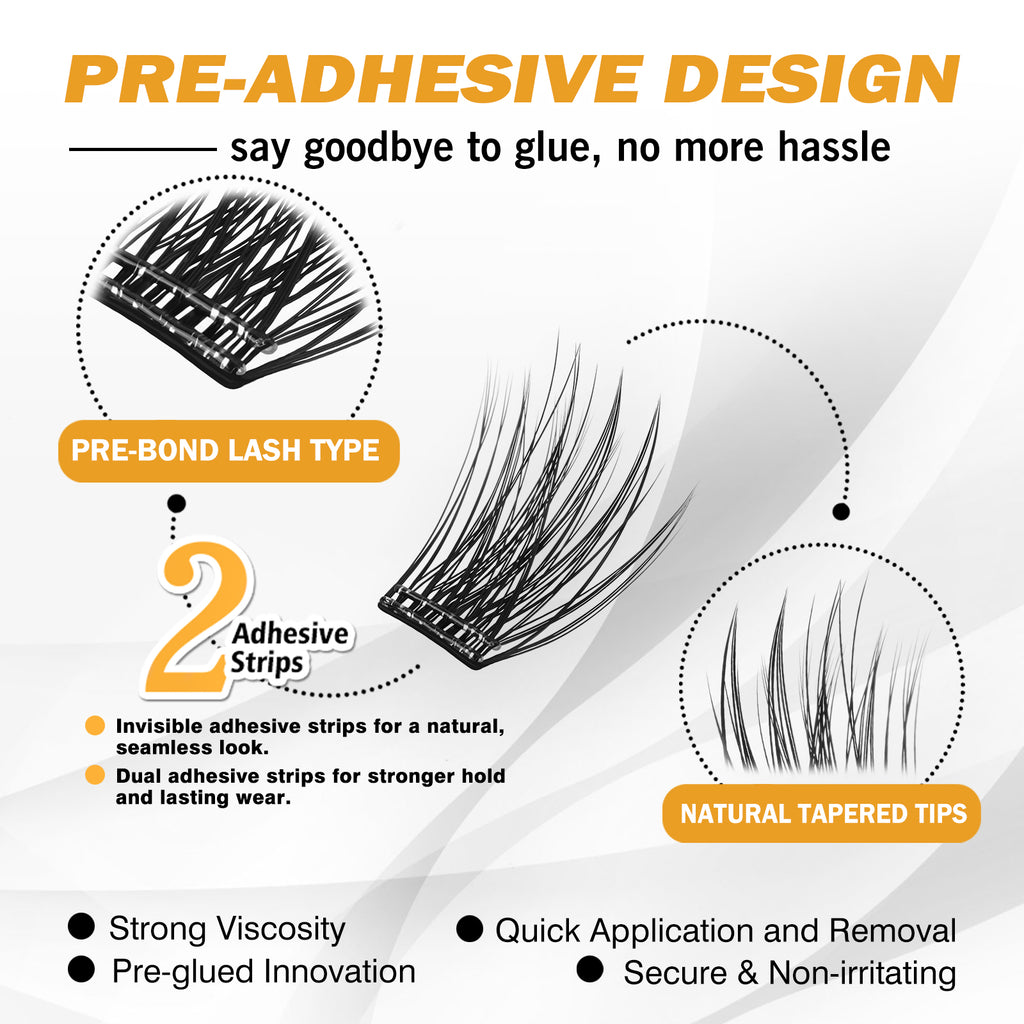 EASITENSION 156 PCS Self Adhesive Eyelashes Clusters Kit Lash Clusters DIY Eyelashes Pre Glued No Glue Needed No Remover No residue