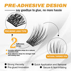 EASITENSION 156 PCS Self Adhesive Eyelashes Clusters Kit Lash Clusters DIY Eyelashes Pre Glued No Glue Needed No Remover No residue