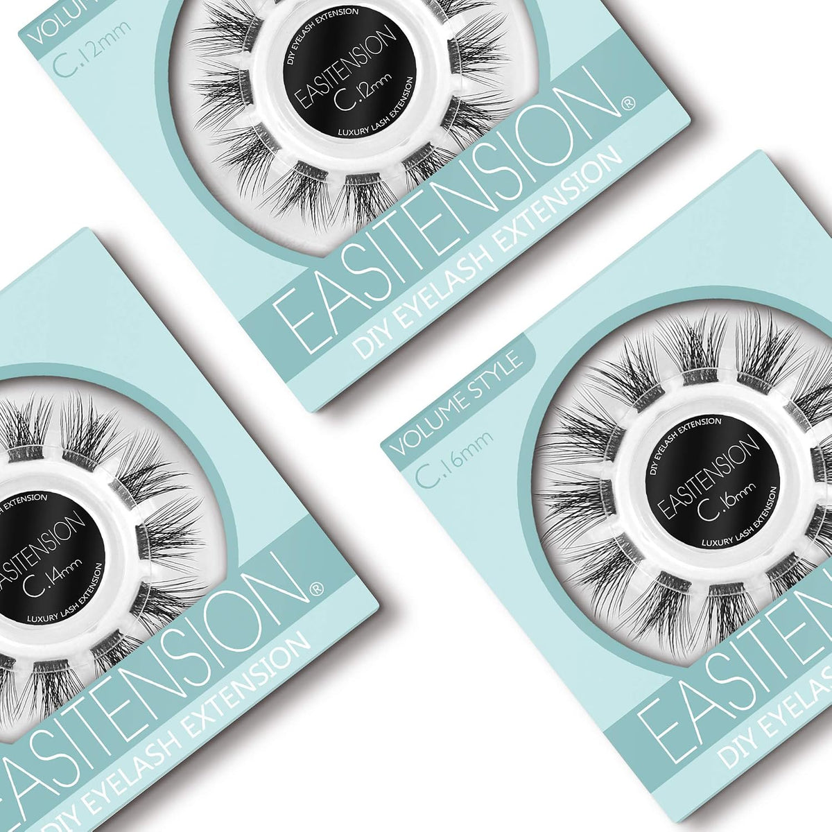 DIY Eyelash Extension, 12 Clusters Volume Lashes Set, Home Eyelash Extension, C curl Lashes Pack